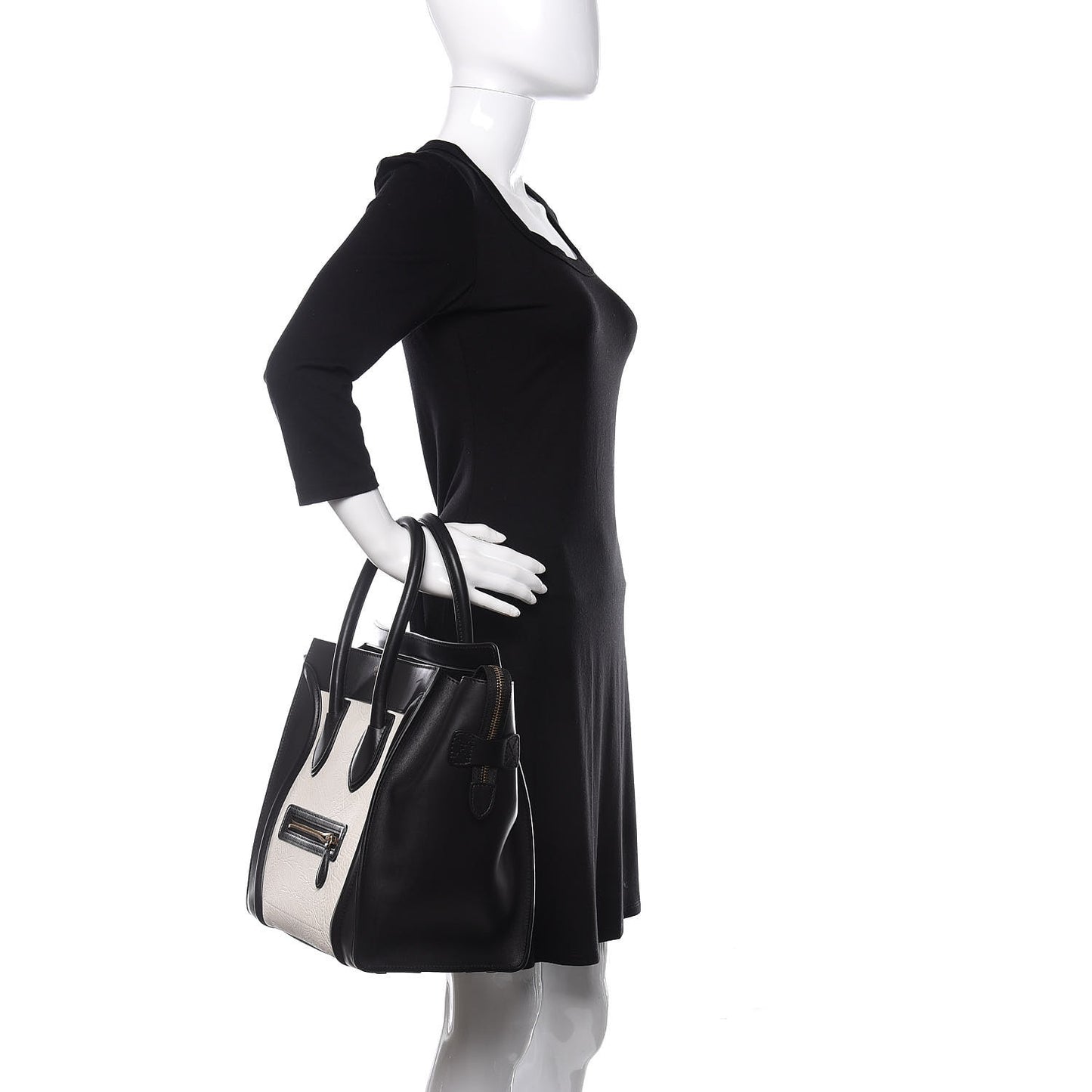 Elephant Calfskin Bicolor Mini Luggage Black White