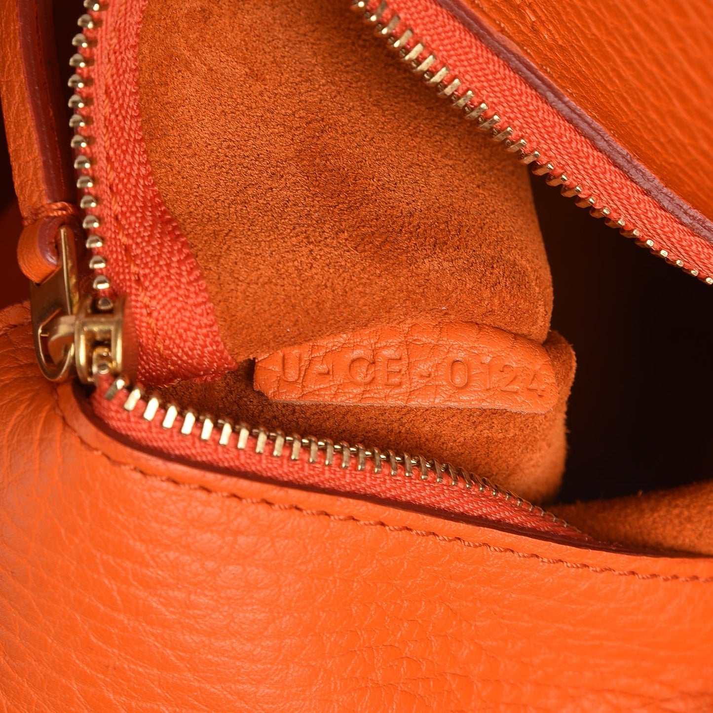 Crisped Calfskin Small Tie Knot Tote Bright Orange
