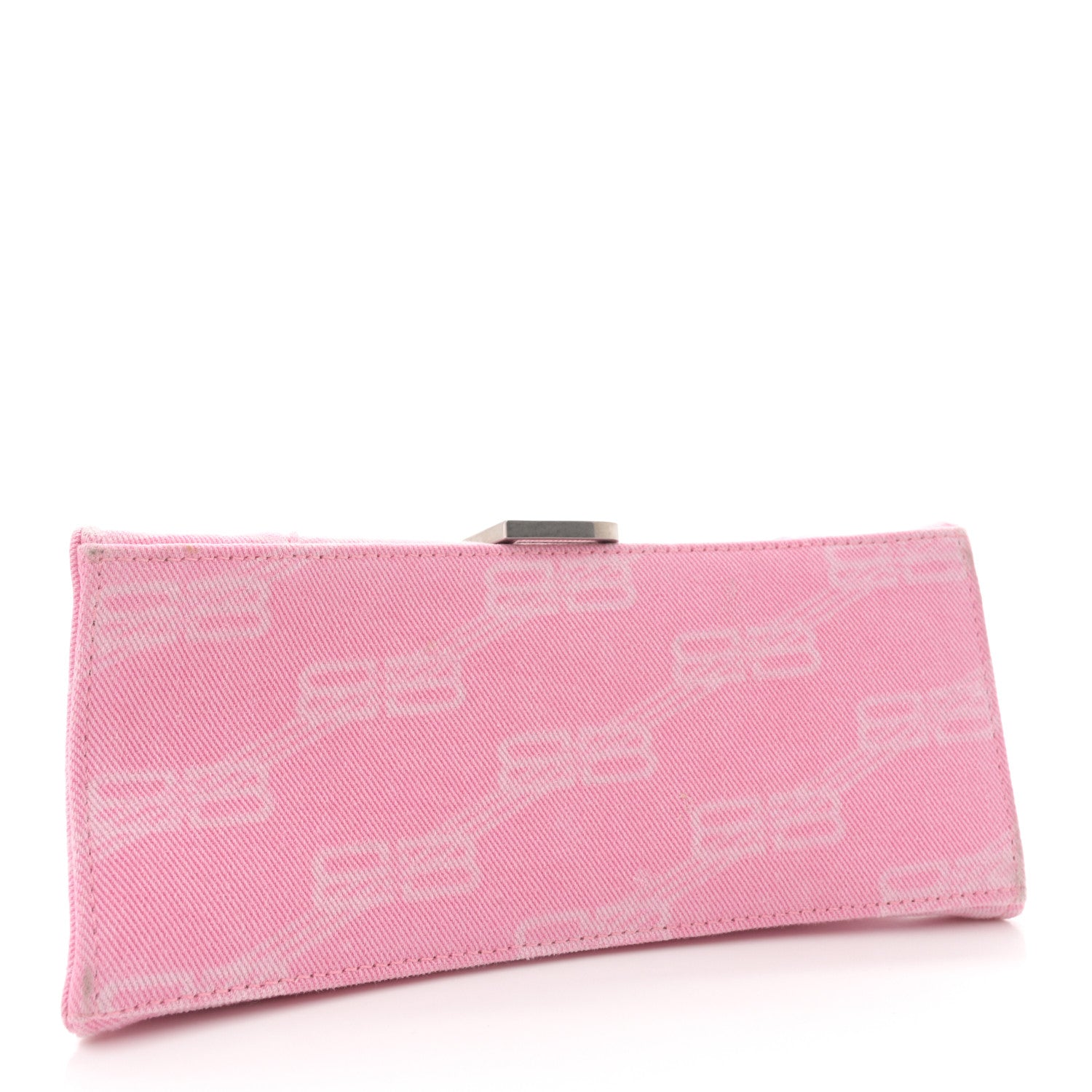 Balenciaga Washed Denim BB Monogram Hourglass Top Handle Bag Small Pink 4 of 15