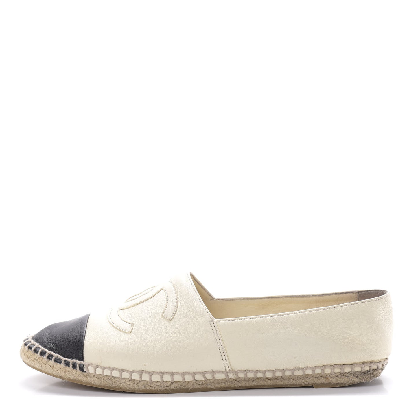 Lambskin CC Espadrilles 39 White Black