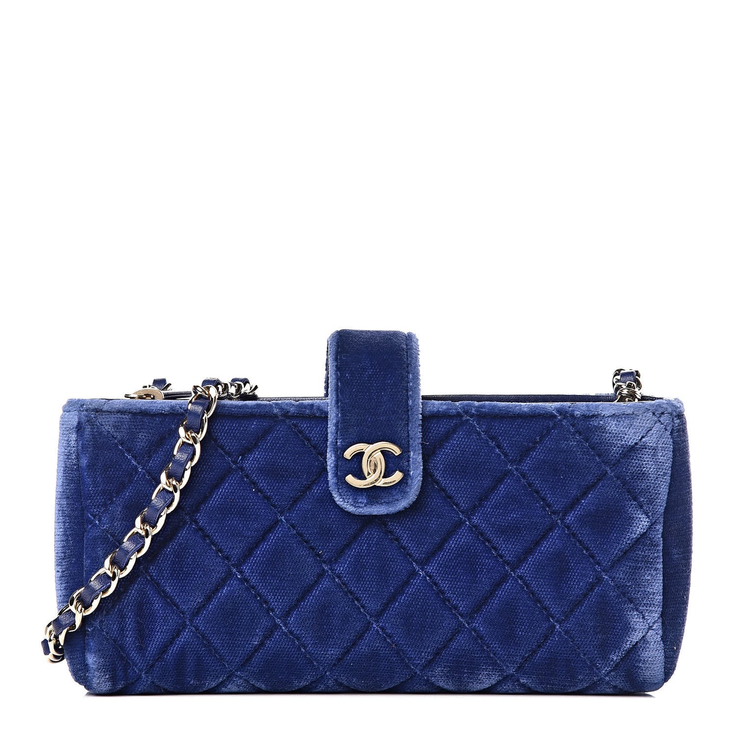 Velvet Quilted Mini Phone Holder Crossbody Bag Blue