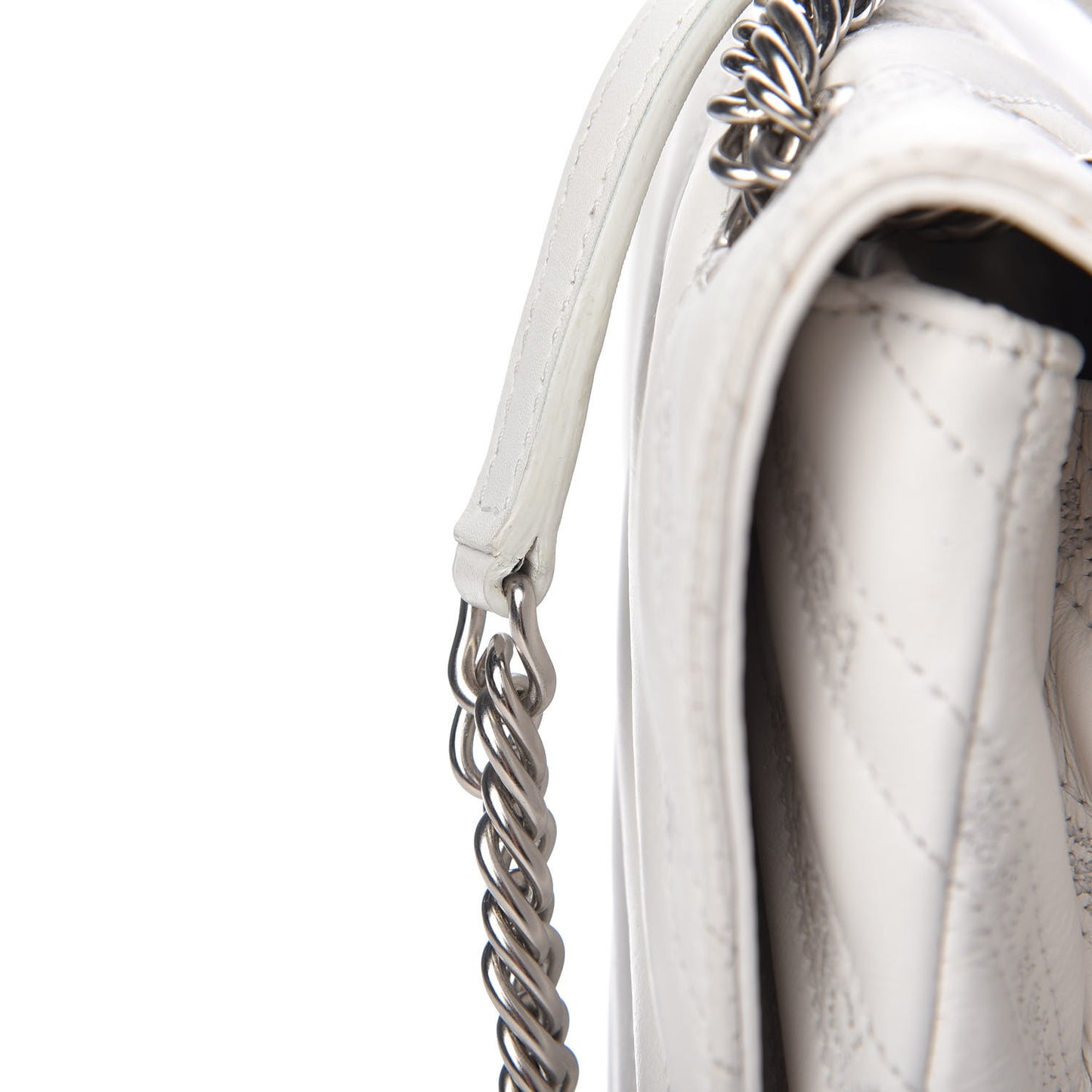 Calfskin Logo Matelasse Large BB Flap Chain Shoulder Bag White