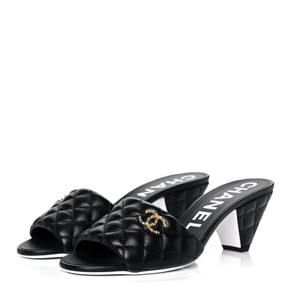 Chanel Lambskin Quilted CC Mules 39.5 Black 3 of 11