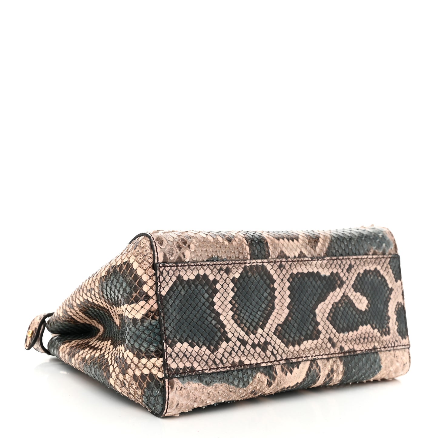 Snakeskin Mini Peekaboo Iconic Satchel Malachite Carbone