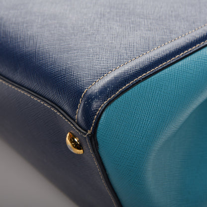 Prada Saffiano Lux Medium Bi-Color Tote Bluette Turchese 10 of 11