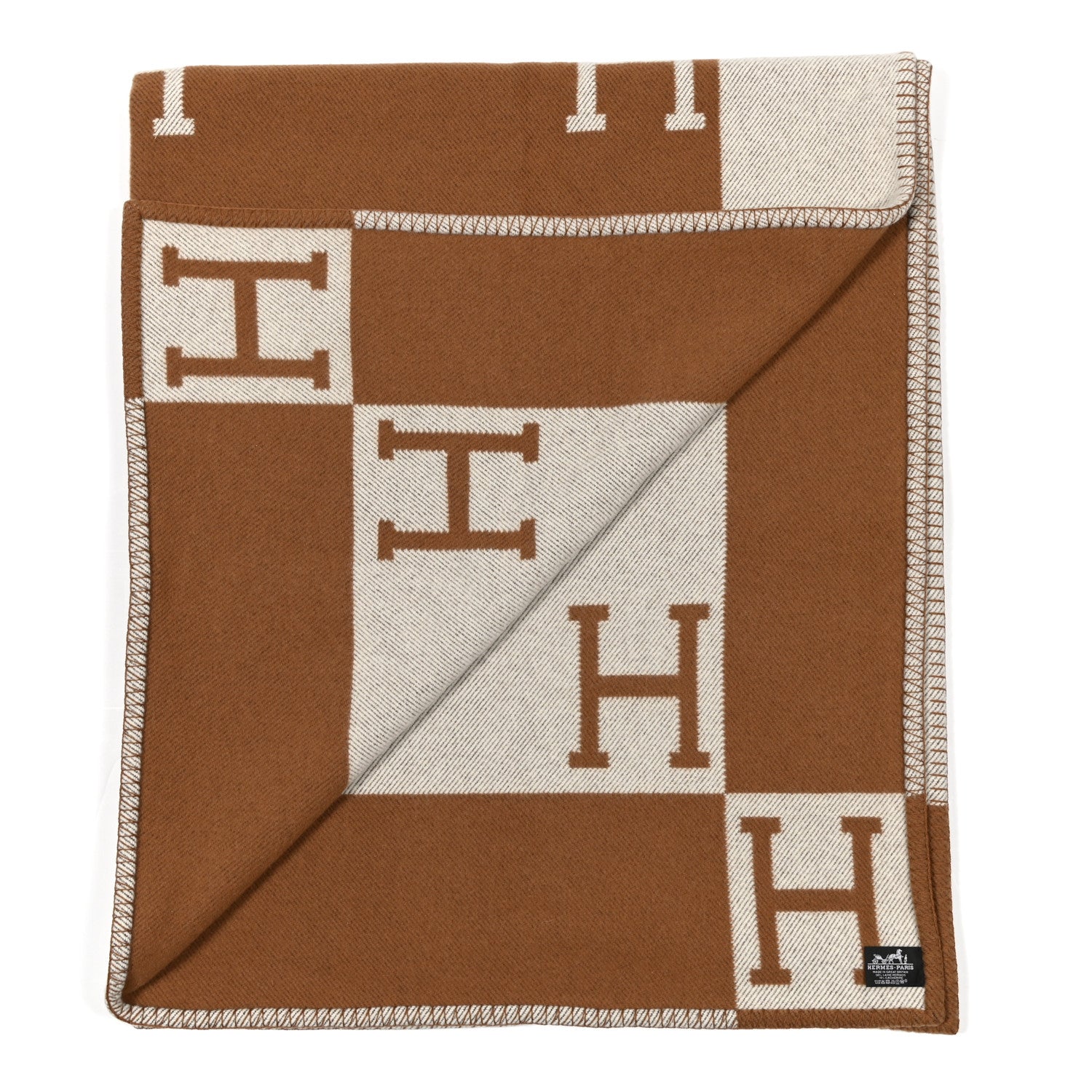 Hermes Wool Cashmere Avalon Blanket Ecru Camel 2 of 3
