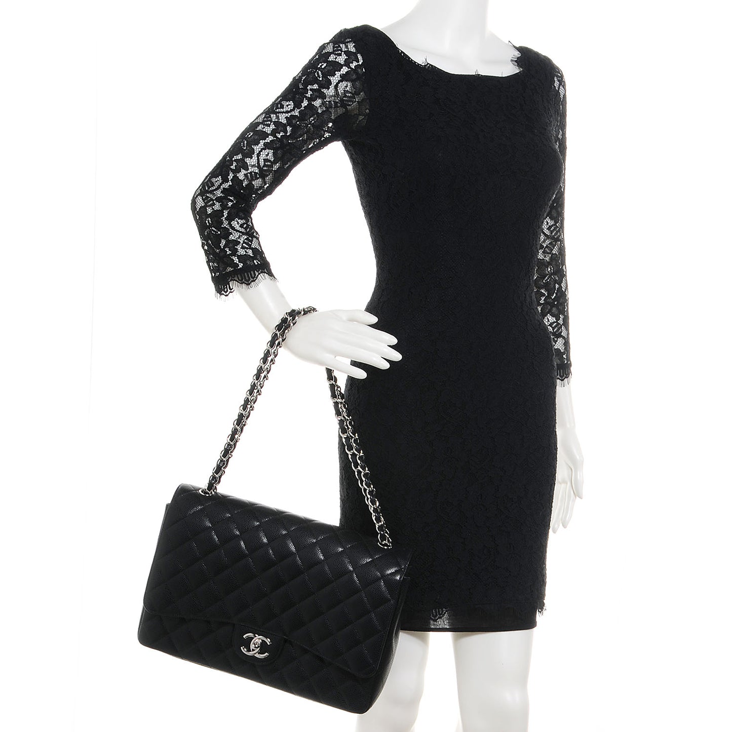 Caviar Quilted Maxi Double Flap Black