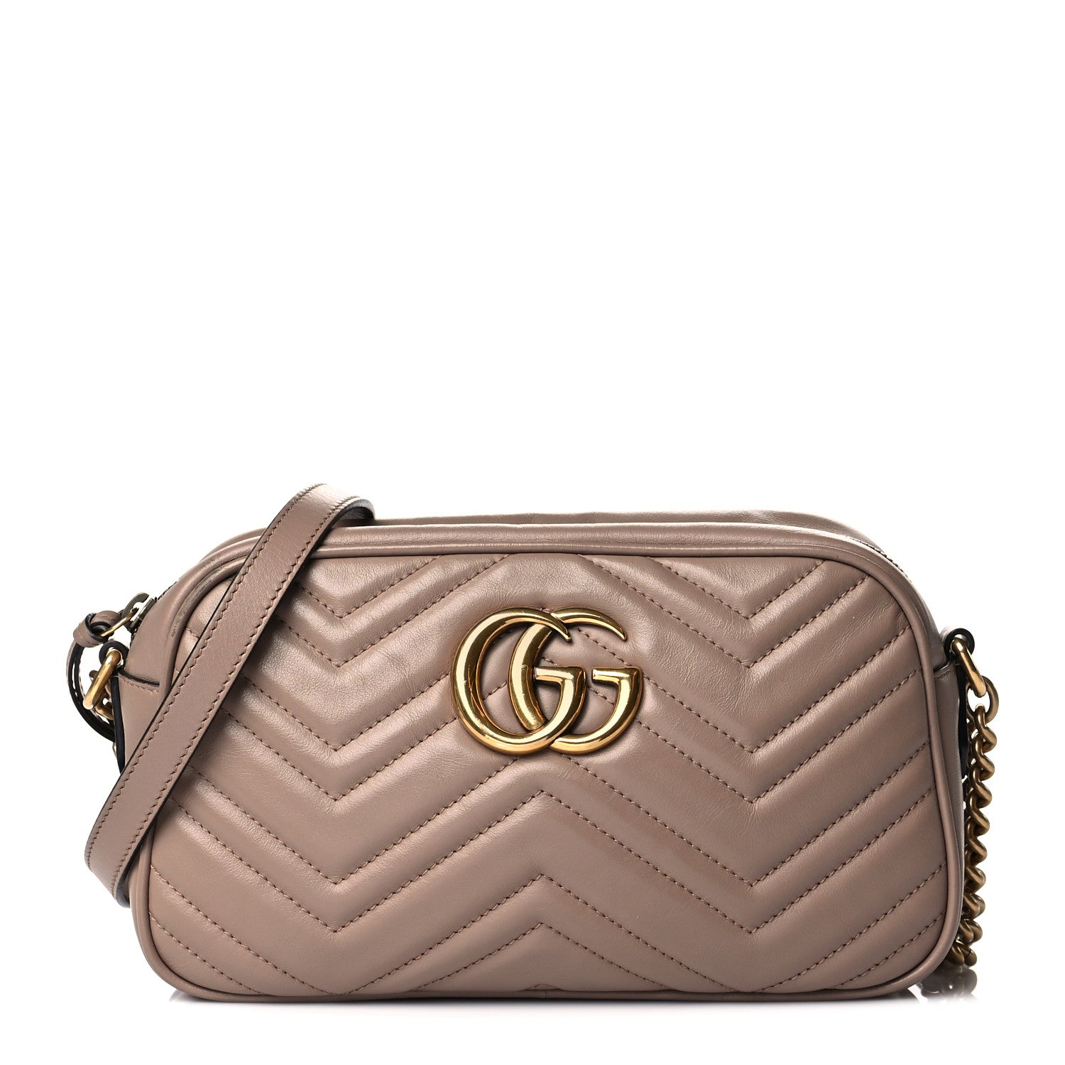 Gucci Calfskin Matelasse Small GG Marmont Chain Shoulder Bag Porcelain Rose 1 of 17