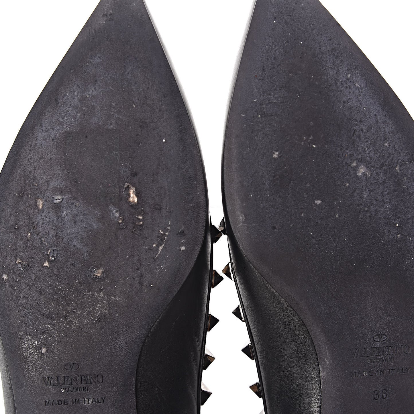 Calfskin Rockstud Ballerina Flats 38 Black