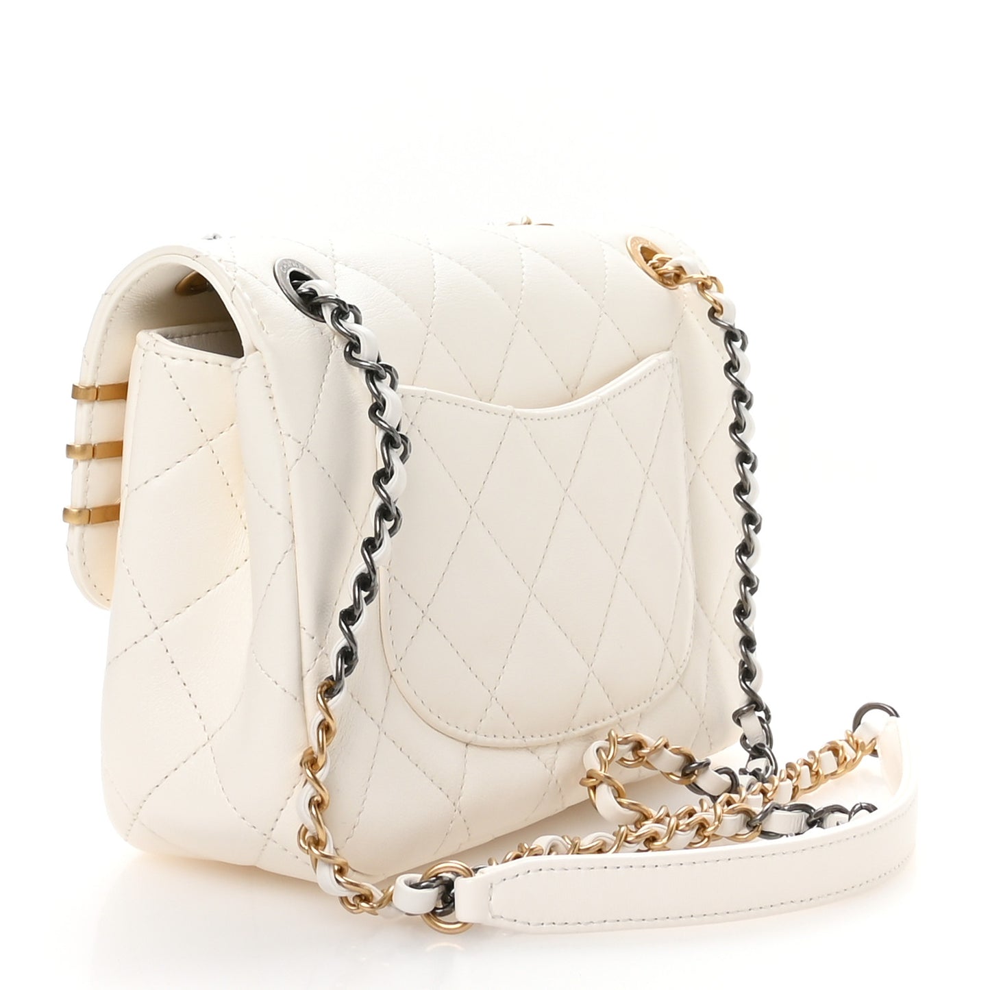 Lambskin Quilted Small Coco Clips Single Flap White
