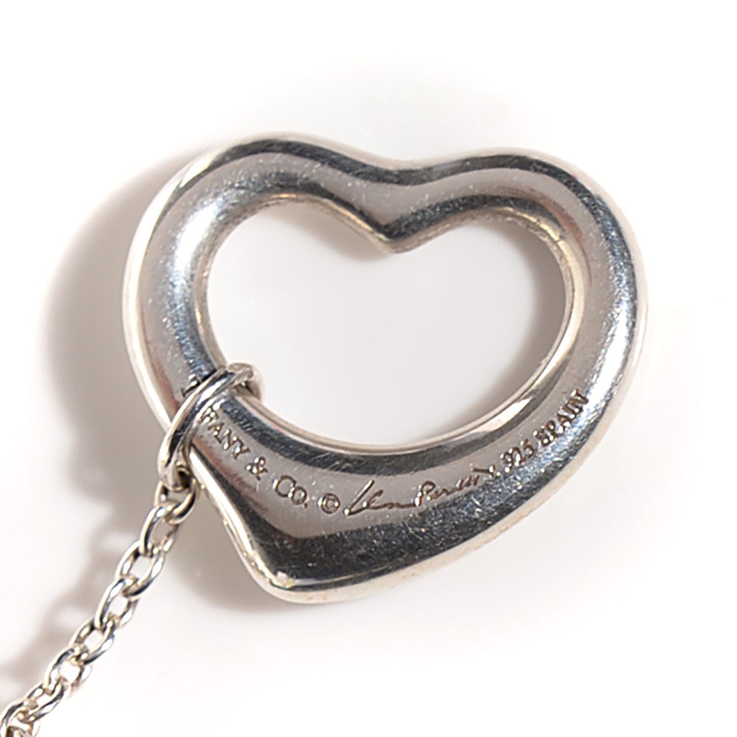 Tiffany Sterling Silver Pearl Elsa Peretti Open Heart Long Necklace 5 of 6
