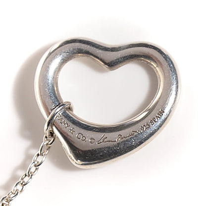 Tiffany Sterling Silver Pearl Elsa Peretti Open Heart Long Necklace 5 of 6