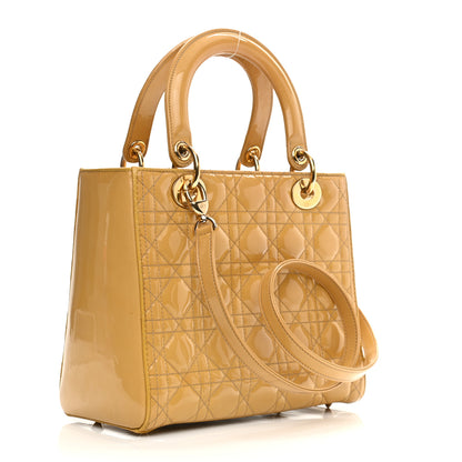 Christian Dior Patent Cannage Medium Lady Dior Beige 3 of 10