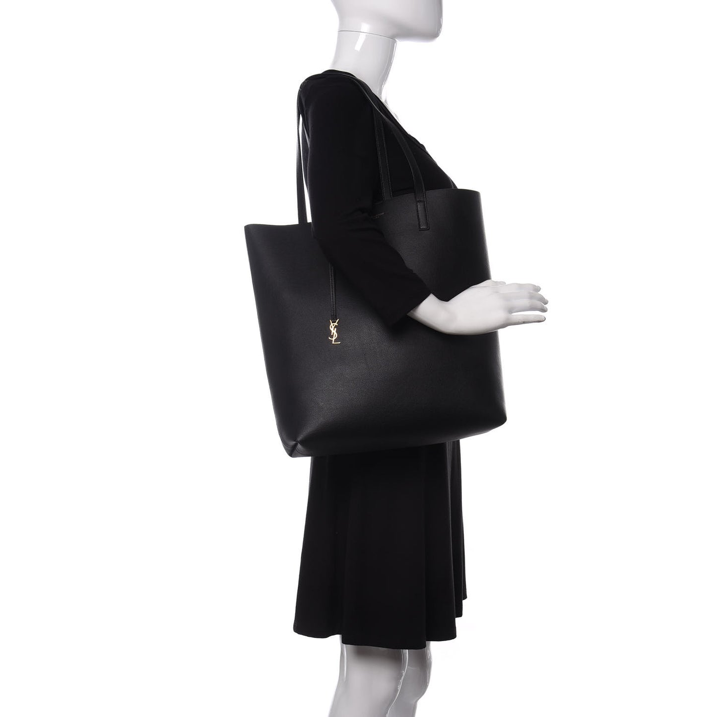 Calfskin Medium Shopping Tote Black