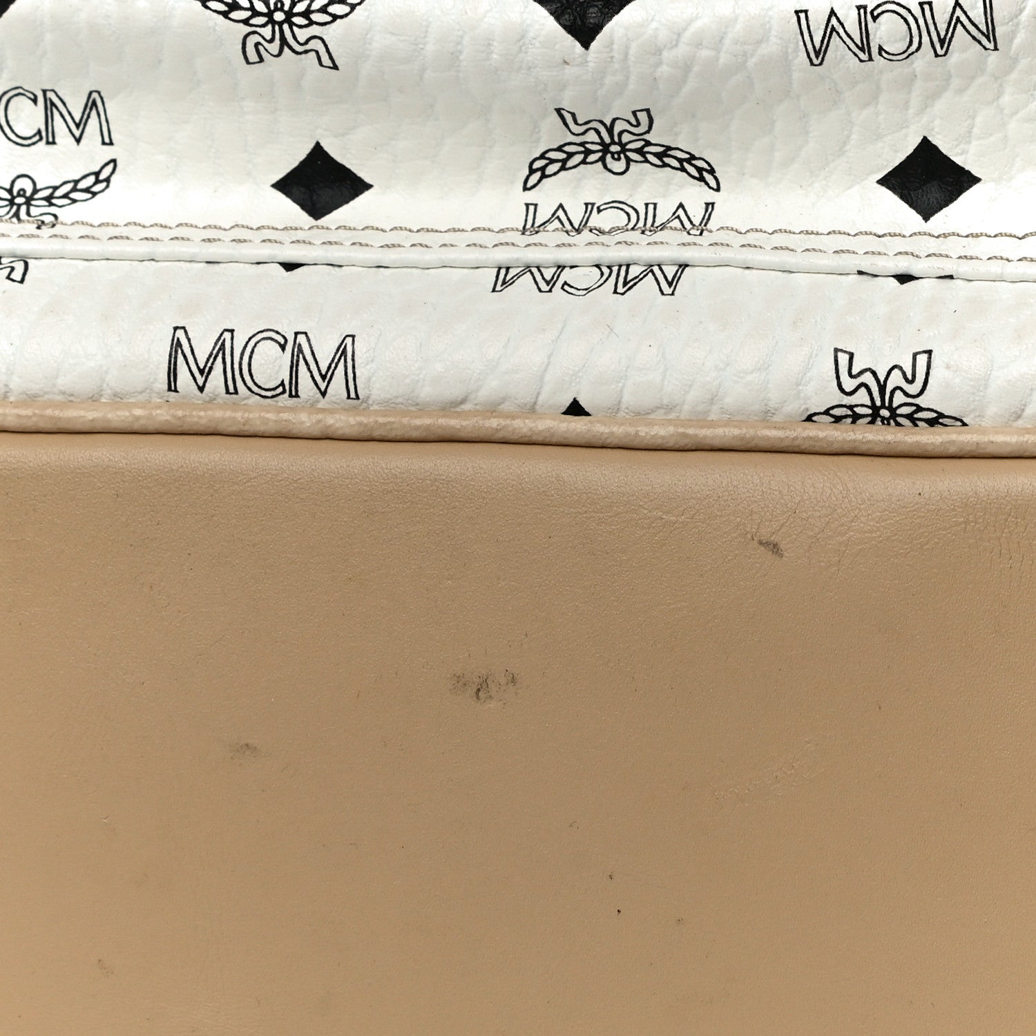 MCM Metallic Visetos Striped Medium Stark Backpack White Beige 12 of 16