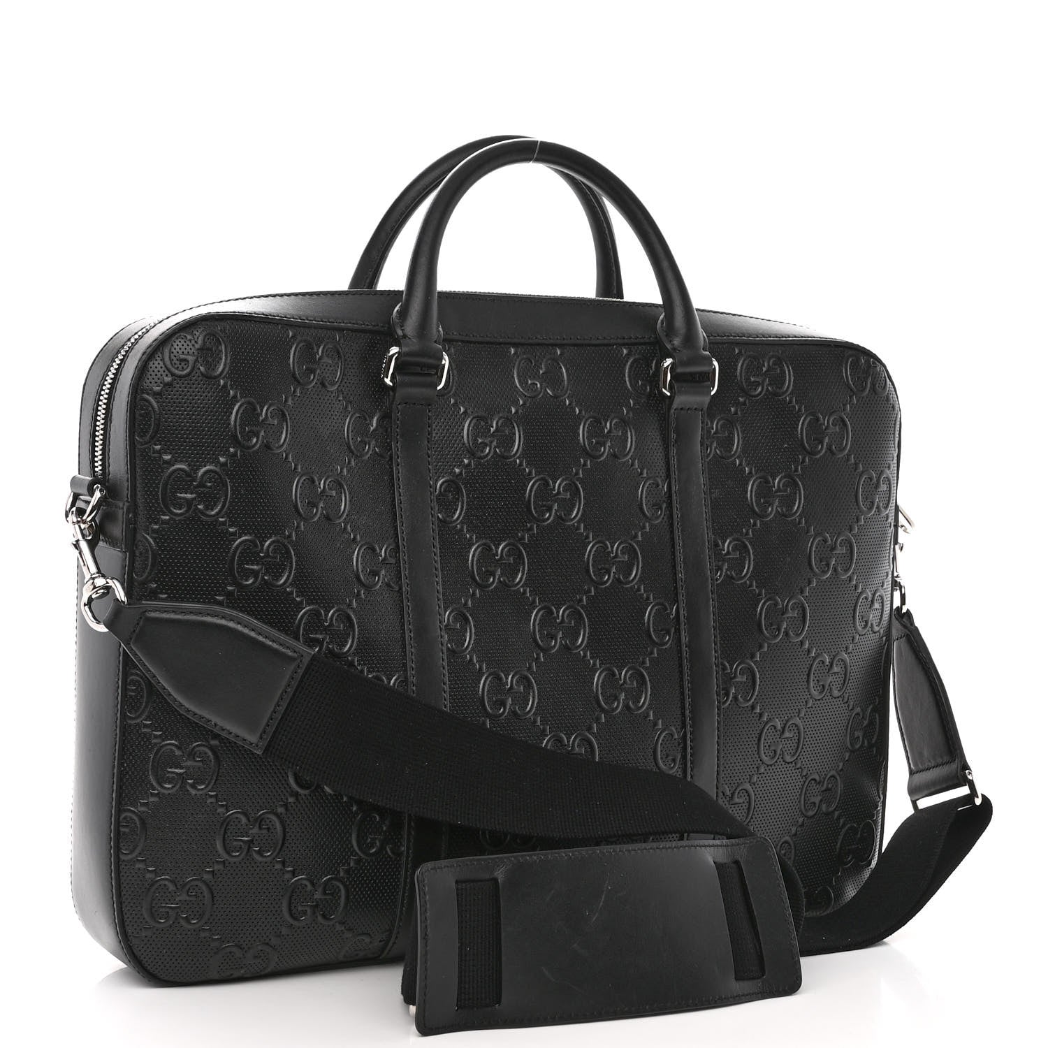 Gucci Calfskin GG Tennis Embossed Briefcase Black 3 of 13