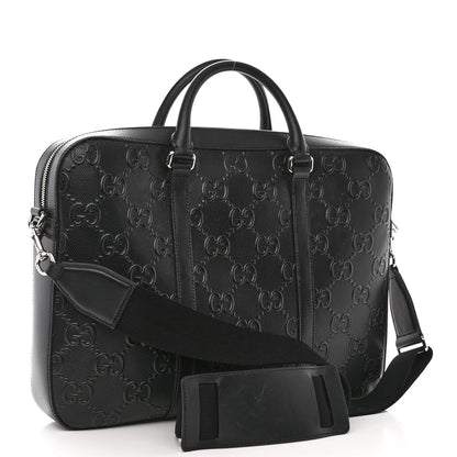 Gucci Calfskin GG Tennis Embossed Briefcase Black 3 of 13
