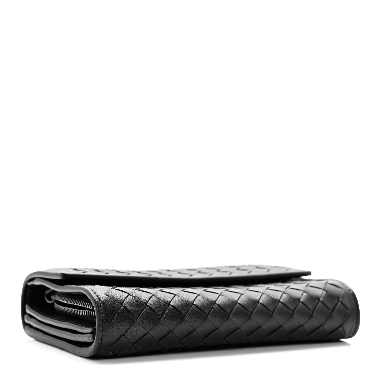 Bottega Veneta Nappa Intrecciato Continental Compact Flap Wallet Black 4 of 13