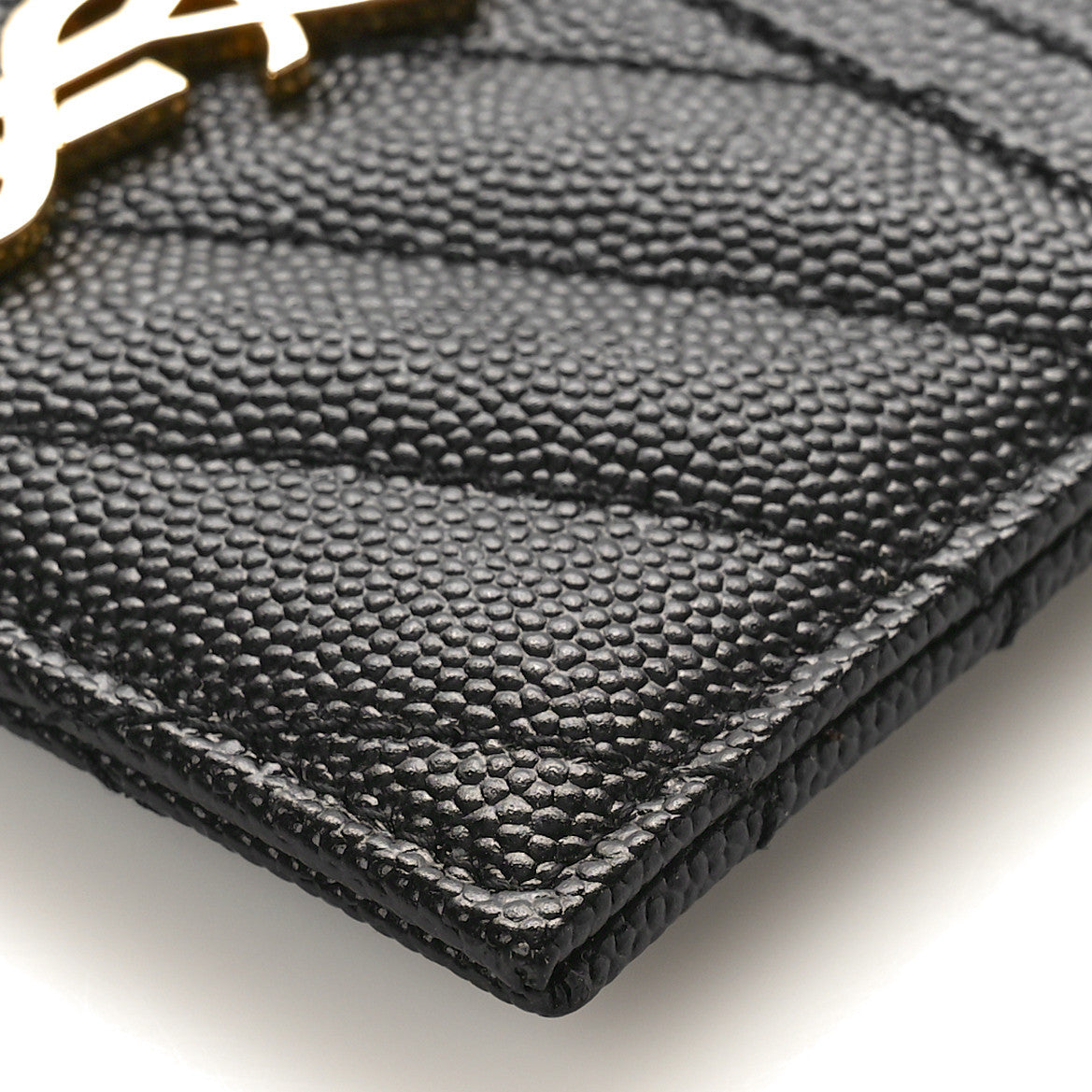 Grain De Poudre Matelasse Chevron Monogram Credit Card Case Black