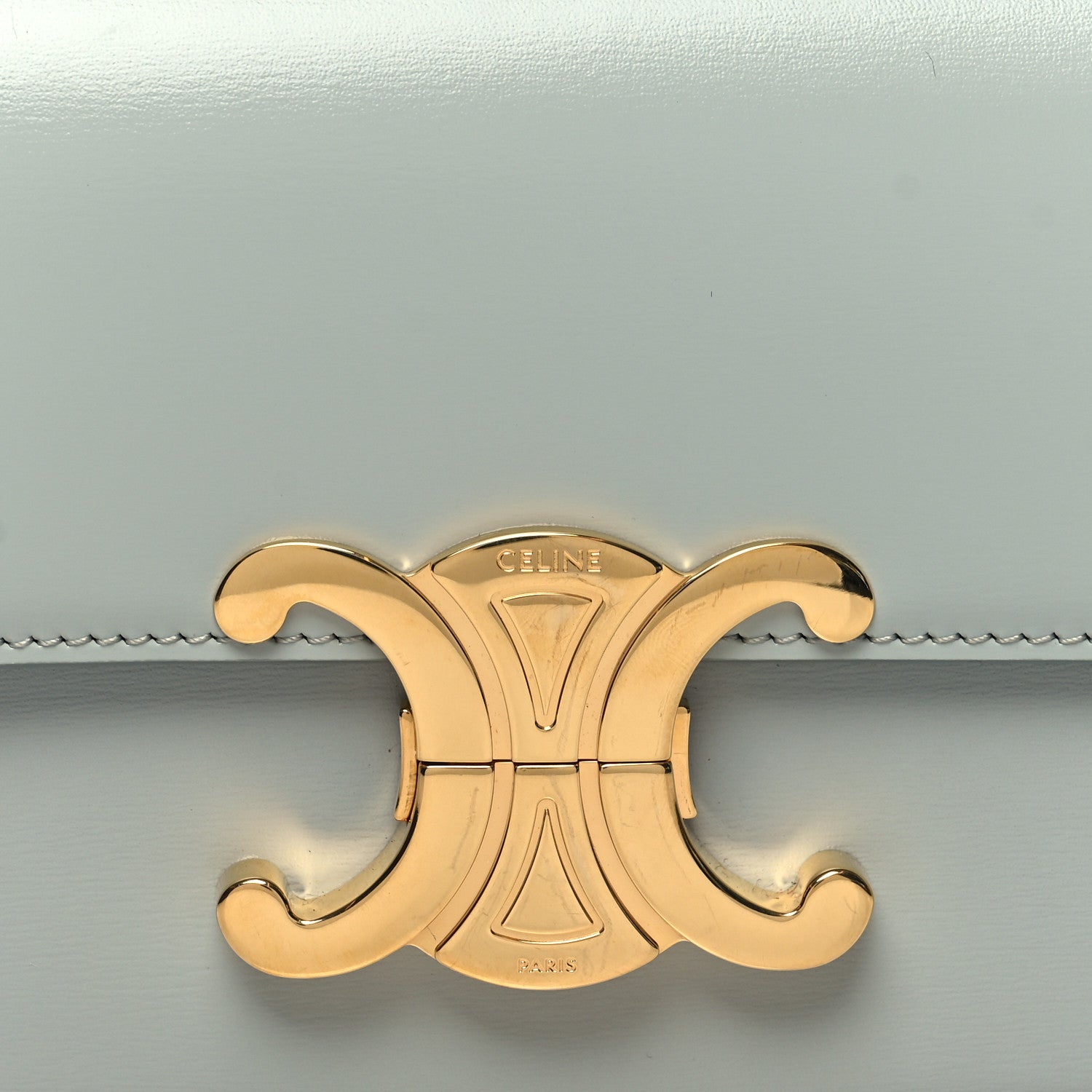 Celine Shiny Calfskin Triomphe Shoulder Bag Soft Blue 7 of 9