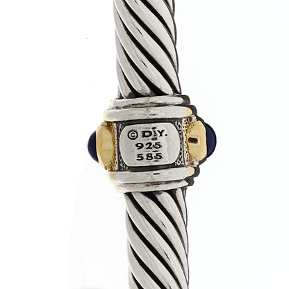 David Yurman Sterling Silver 14K Yellow Gold Blue Topaz Lapis Lazuli 5mm Cable Renaissance Station Bracelet 3 of 3