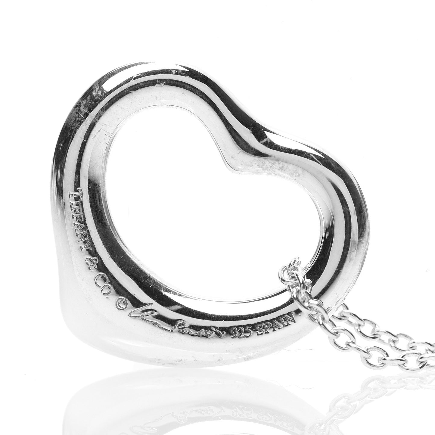 Sterling Silver 16mm Elsa Peretti Open Heart Pendant Necklace