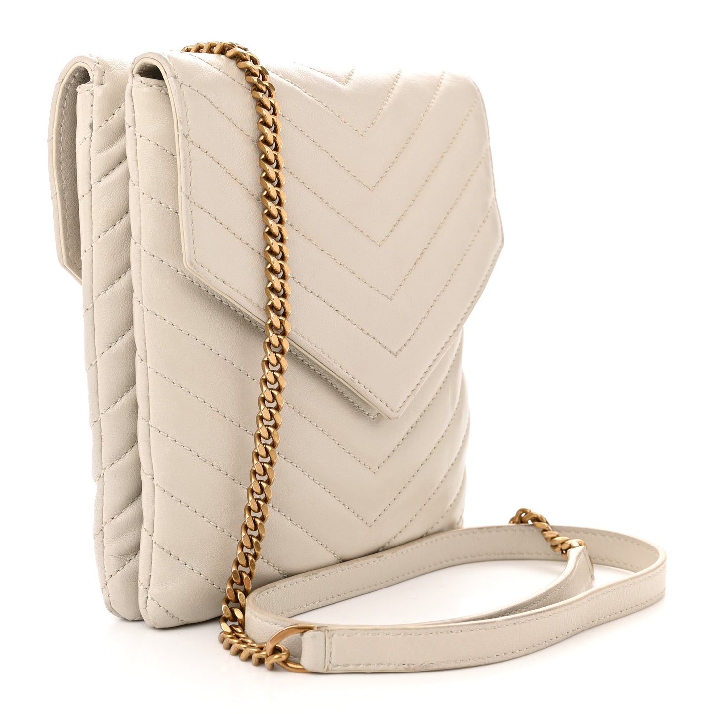 Lambskin Quilted Double Flap Bag Blanc Vintage