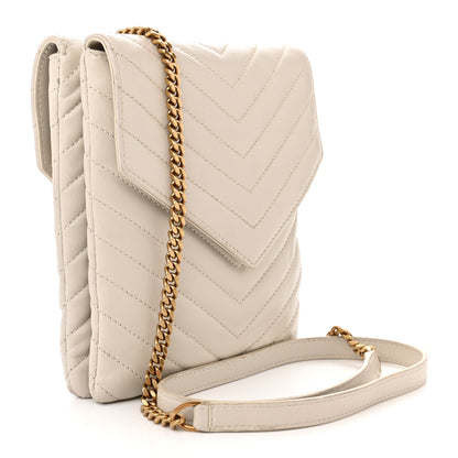 Saint Laurent Lambskin Quilted Double Flap Bag Blanc Vintage 3 of 14