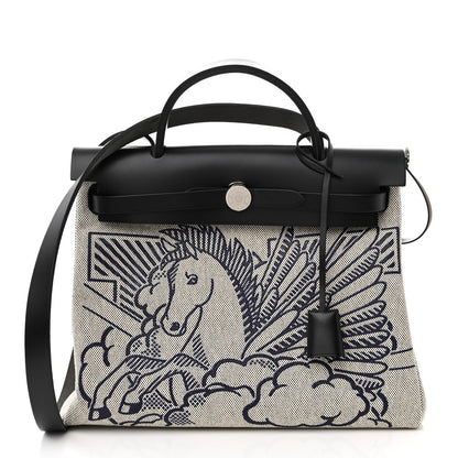 Hermes Vache Hunter Toile Pegase Pop Herbag Zip Retourne 31 PM Bleu Indigo 3 of 16