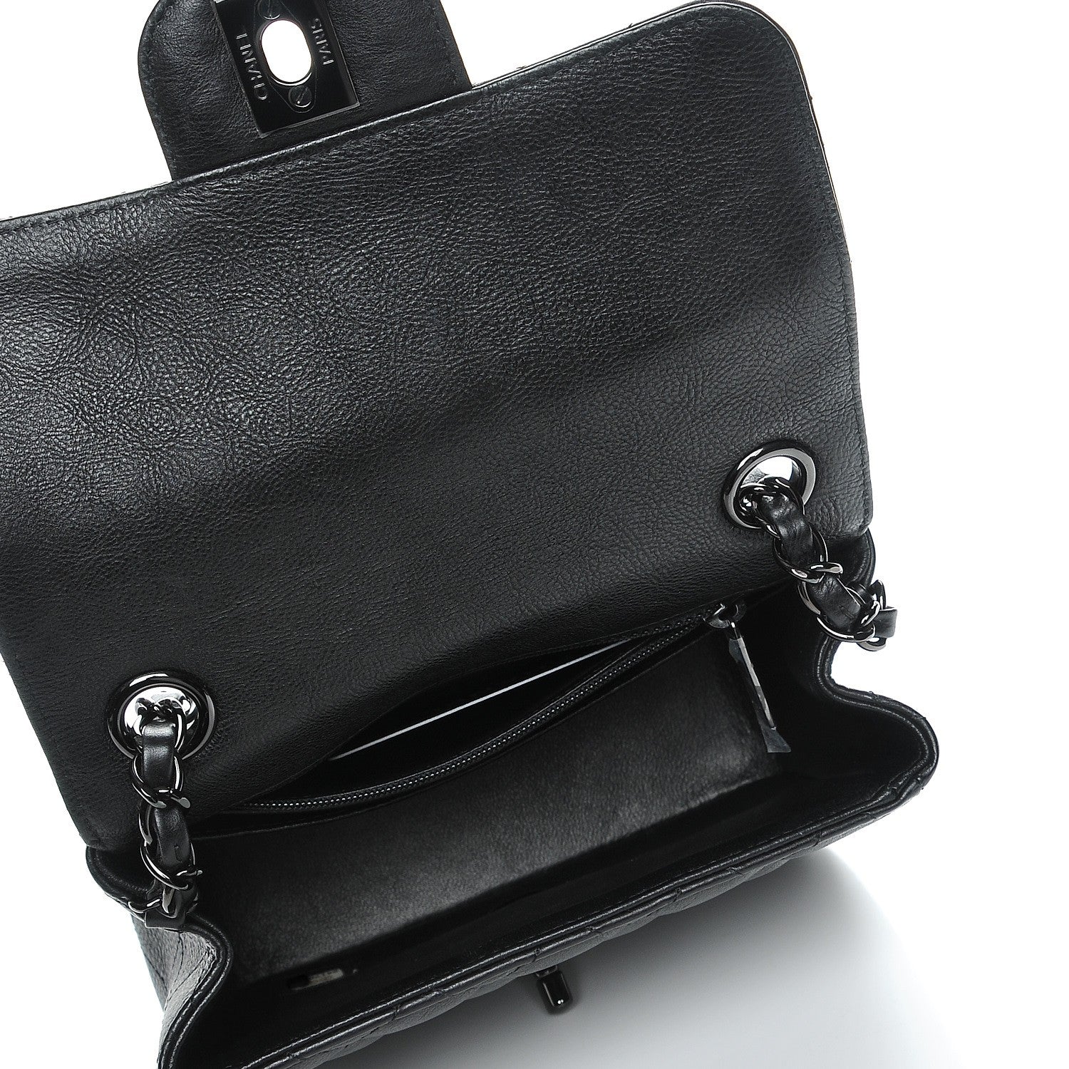 Chanel Crumpled Calfskin Quilted Mini Square Flap So Black 5 of 8