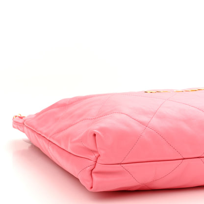 Chanel Shiny Calfskin Quilted Chanel 22 Drawstring Bag Coral Pink 10 of 12