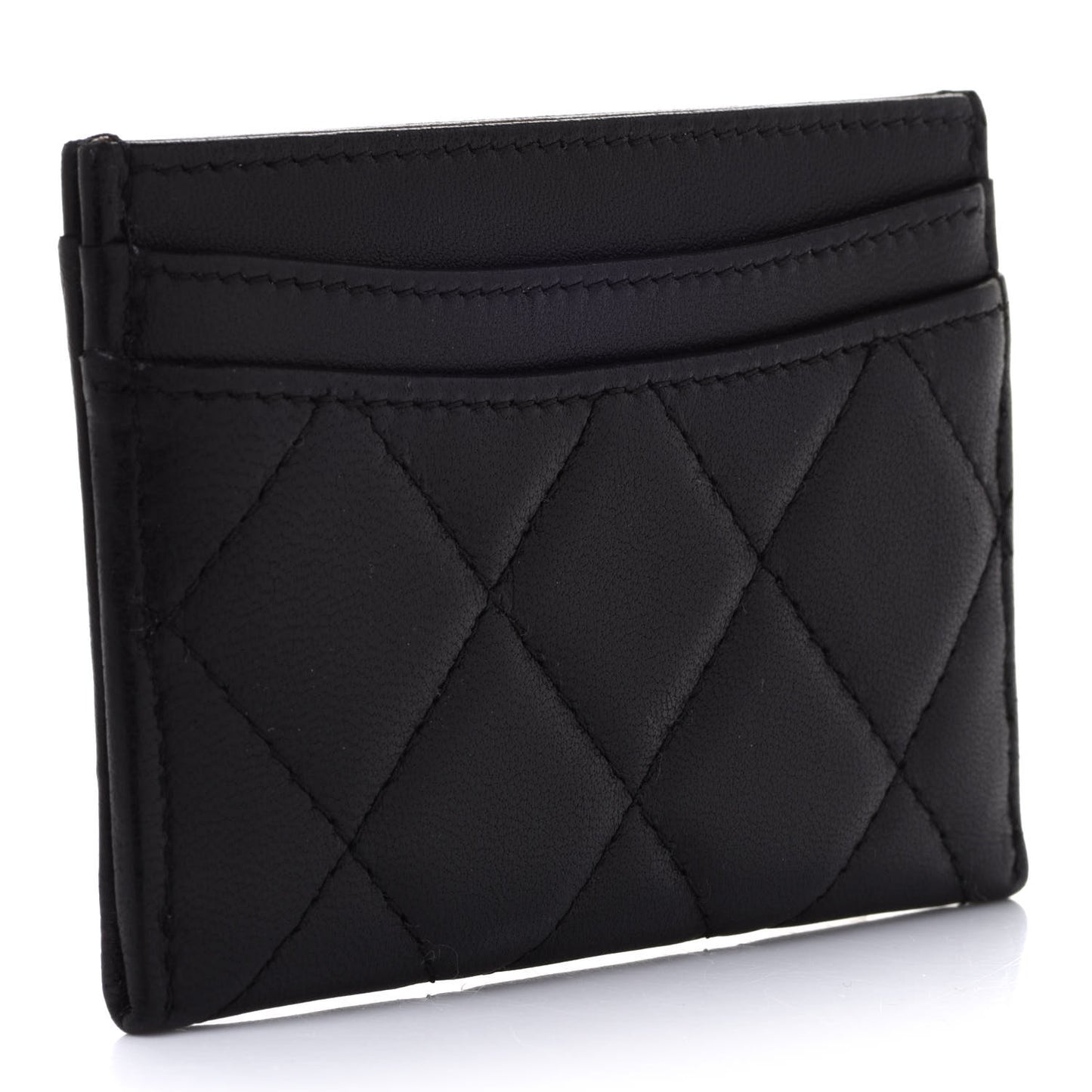 Lambskin Quilted Card Holder Black