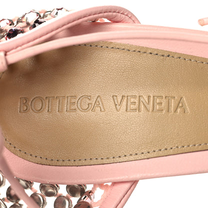 Bottega Veneta Mesh Nappa Crystal Embellished Sparkle Stretch Ankle Tie 90mm Sandals 38 Camellia 8 of 9