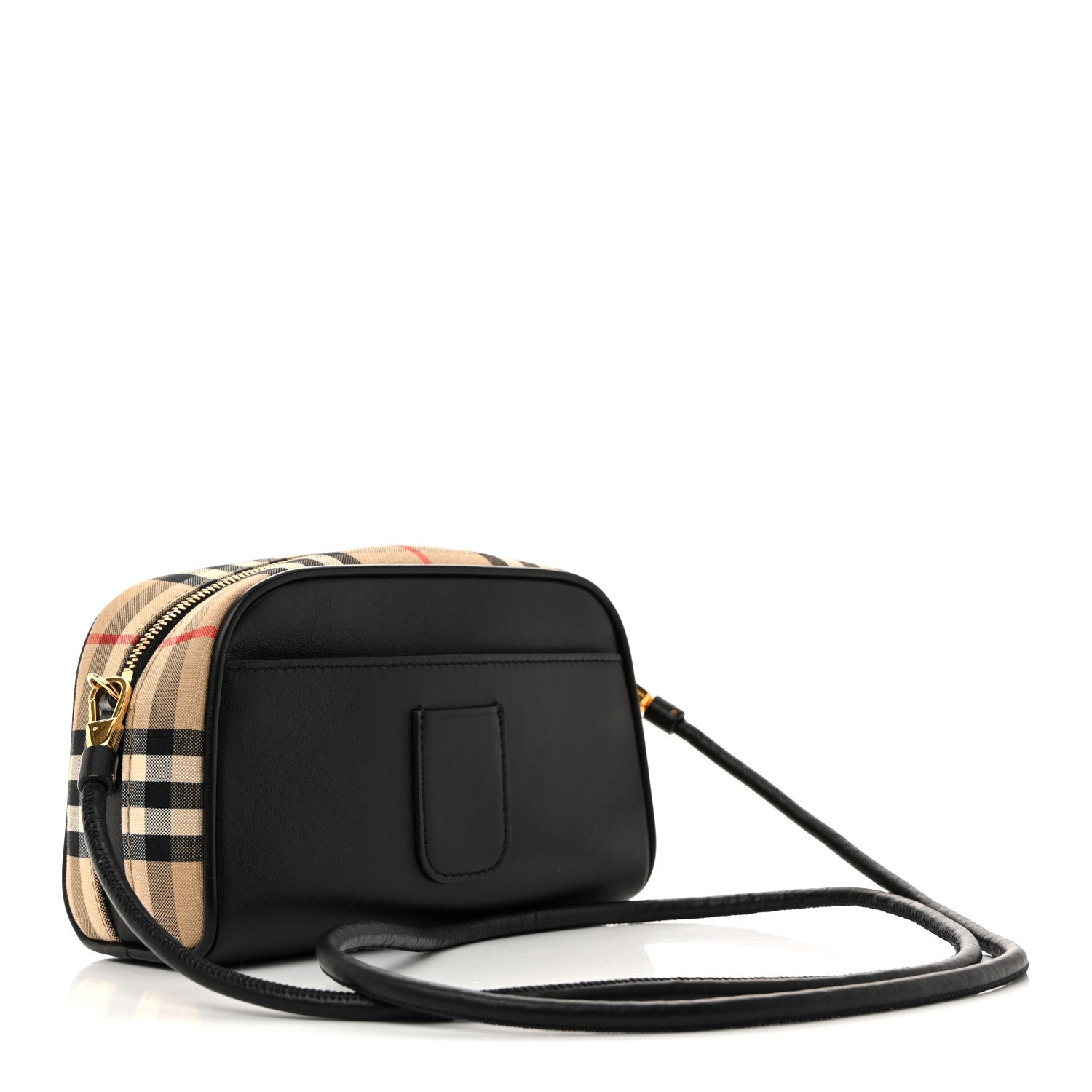 Burberry Calfskin Vintage Check Half Cube Crossbody Bag Black