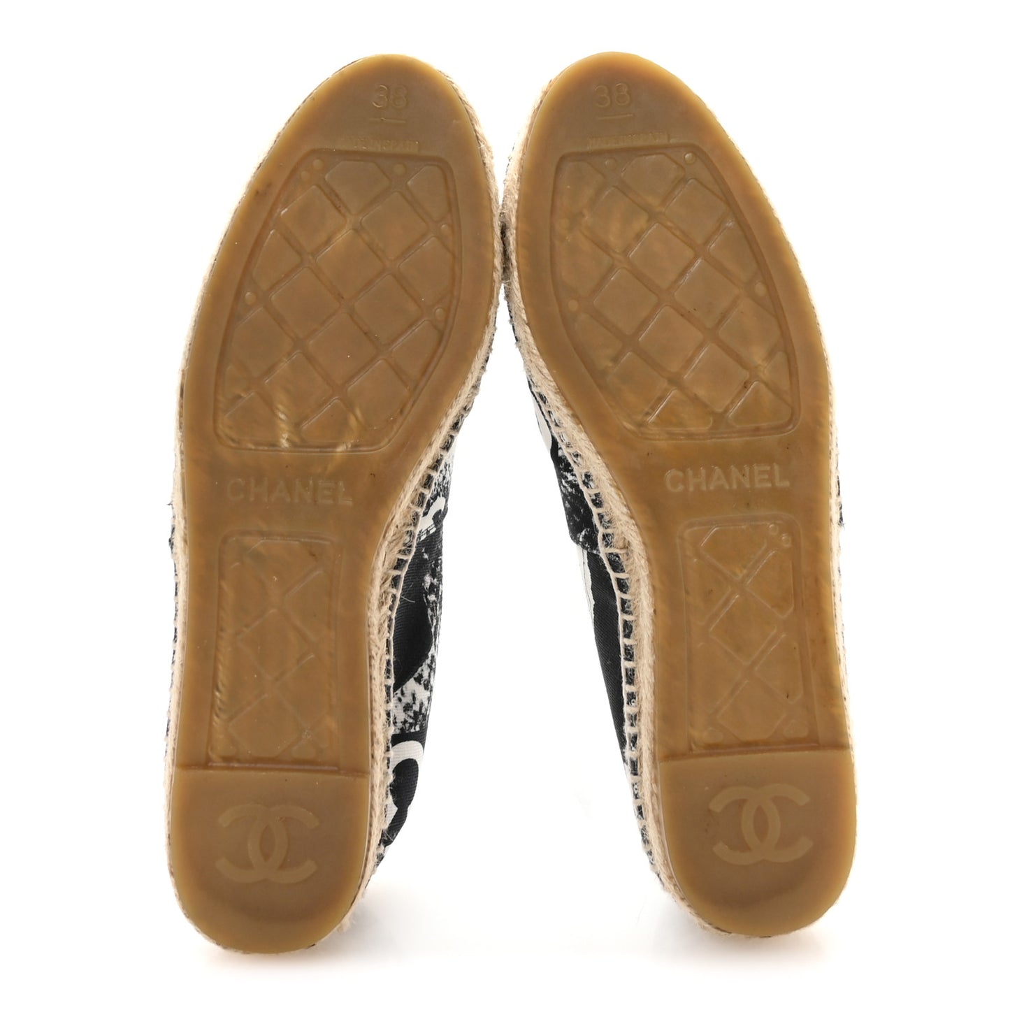 Printed Canvas Grosgrain 31 Rue Cambon Espadrilles 38 Black White