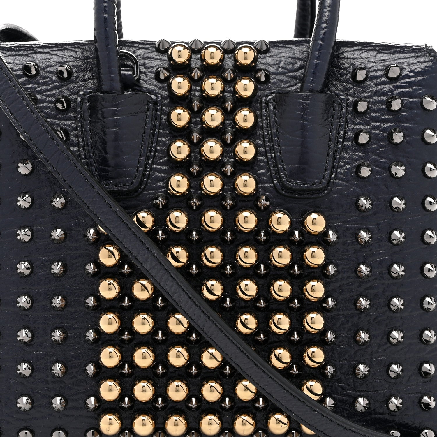 MCM Calfskin Studded Mini Milla Tote Blue 6 of 8