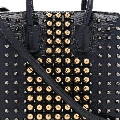 MCM Calfskin Studded Mini Milla Tote Blue 6 of 8