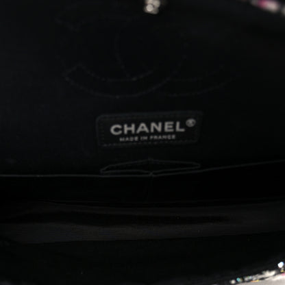 Chanel Tweed Quilted Medium Double Flap Black White Yellow Pink 5 of 11