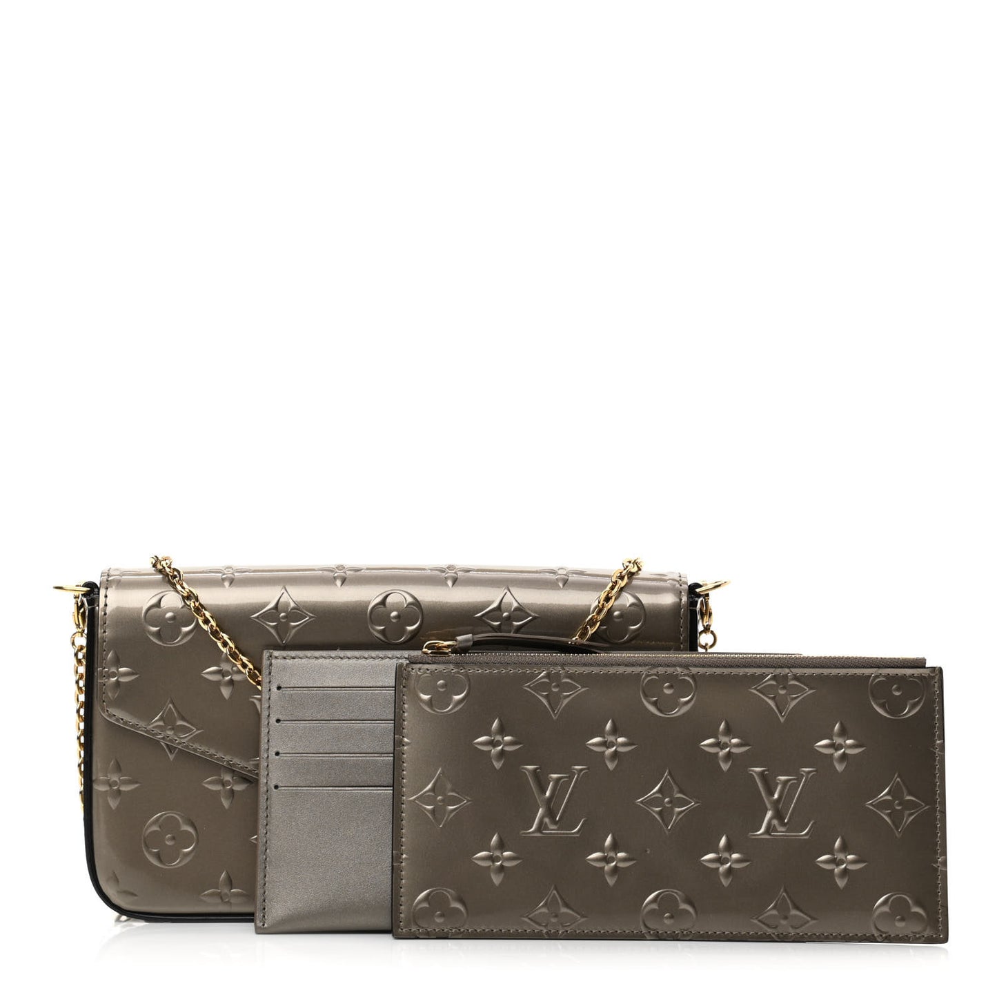 Vernis Felicie Pochette Chain Wallet Champagne Metallise