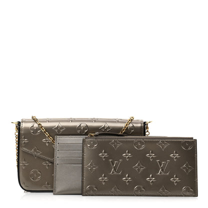 Louis Vuitton Vernis Felicie Pochette Chain Wallet Champagne Metallise 1 of 13