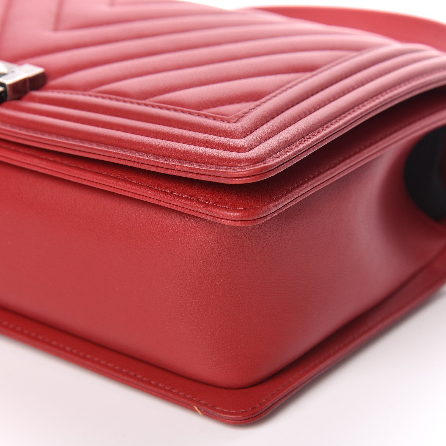 Chanel Calfskin Chevron Quilted New Medium Boy Flap Dark Red 9 of 17