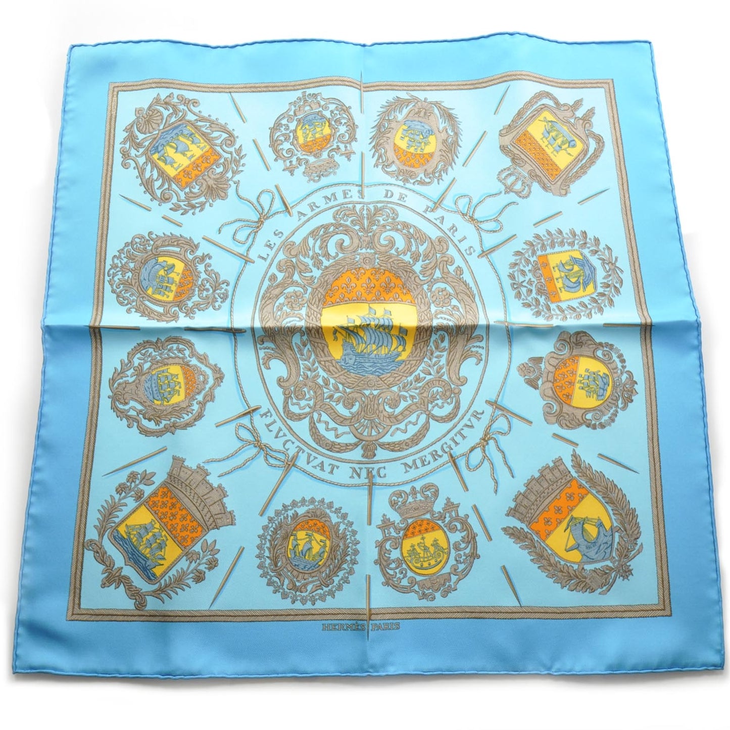 Silk Les Armes de Paris Pocket Square Scarf