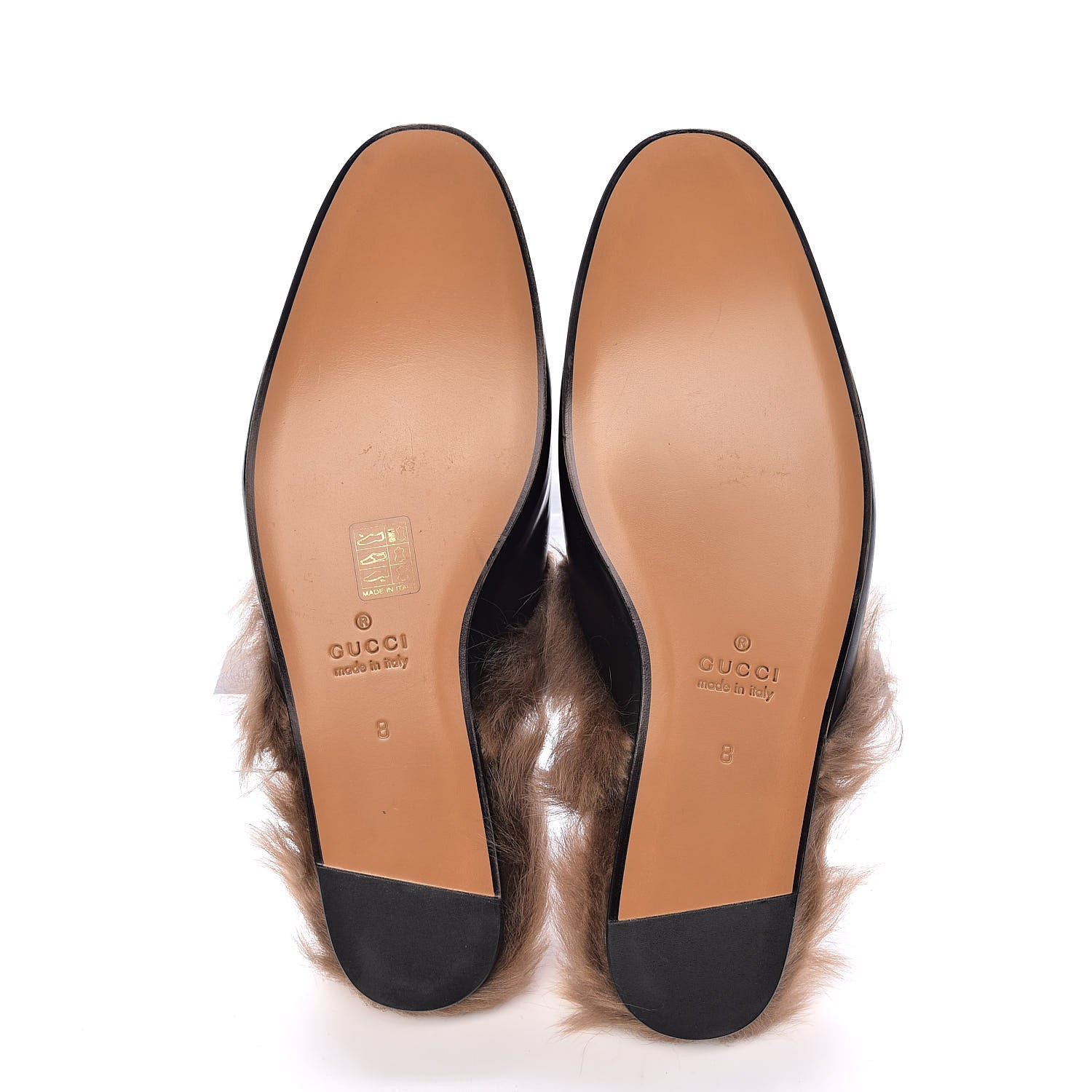 Gucci Calfskin Fur Bee Embroidered Mens Princetown Slippers 8 Black 5 of 9