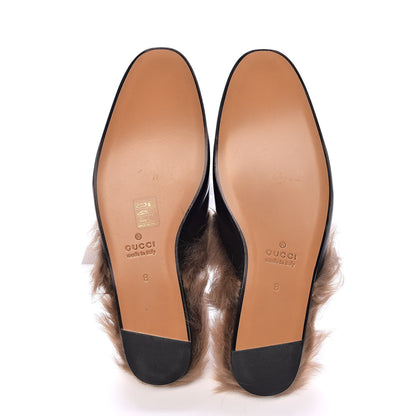 Gucci Calfskin Fur Bee Embroidered Mens Princetown Slippers 8 Black 5 of 9