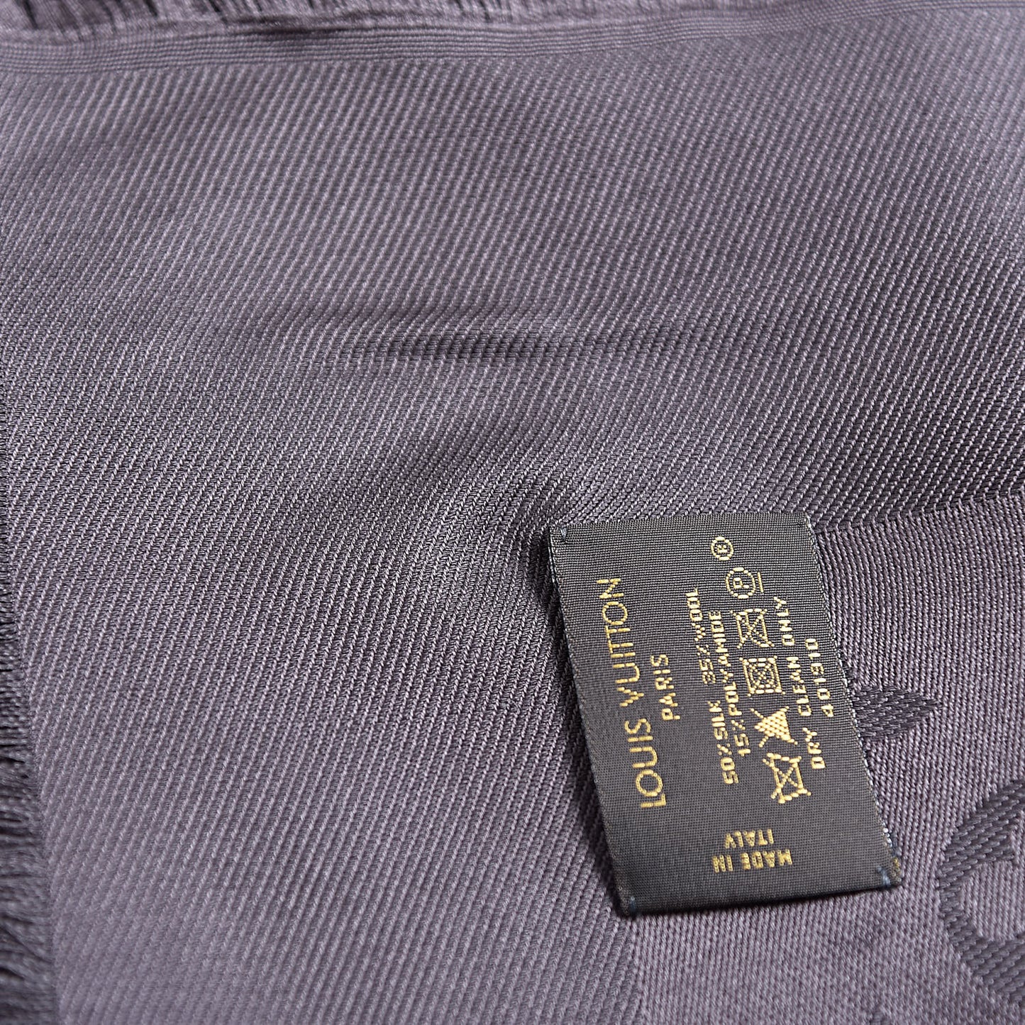 Wool Silk Monogram Poetic Shawl Grey Black