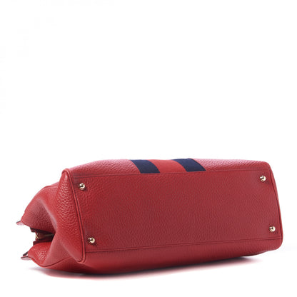 Gucci Calfskin Blondie Web Satchel Red 3 of 9