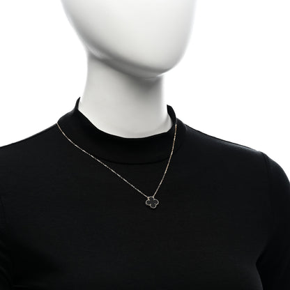 Van Cleef & Arpels 18K Yellow Gold Black Onyx Vintage Alhambra Pendant Necklace 2 of 6