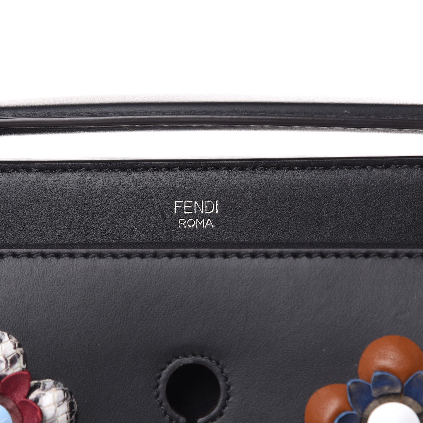 Calfskin Flowerland Medium Dotcom Satchel Black Multicolor