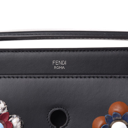 Fendi Calfskin Flowerland Medium Dotcom Satchel Black Multicolor 11 of 12
