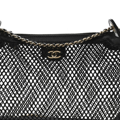 Chanel Mesh Shiny Lambskin Clutch With Chain Black 9 of 11